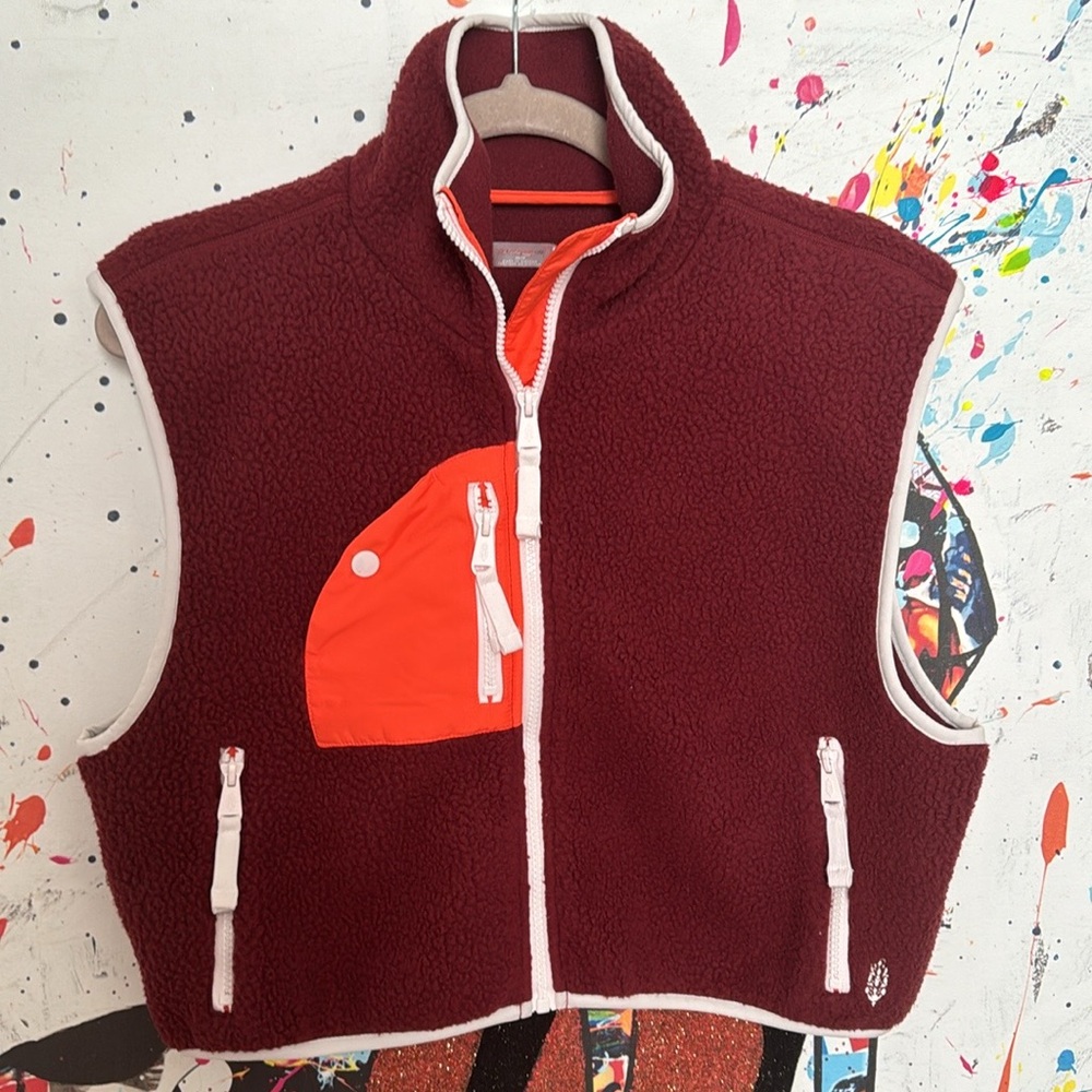 FP MVMNT NWOT's "Hit The Slopes" Vest in Oxblood & Orange ; Incredible Combo! - Picture 6 of 6